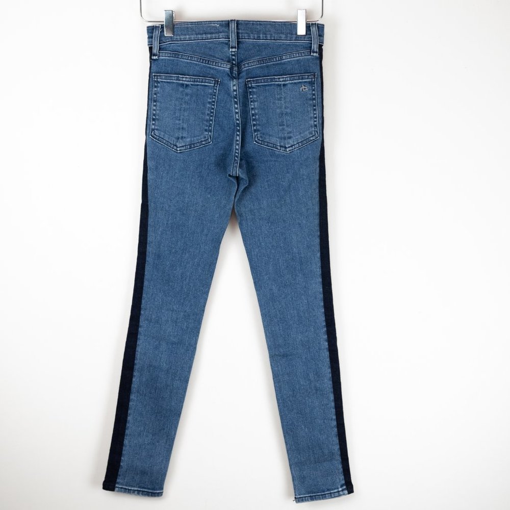 Rag & Bone Mazie Jeans Racing Panel High Rise Side Stripe Denim Skinny Size 25 - Picture 3 of 8